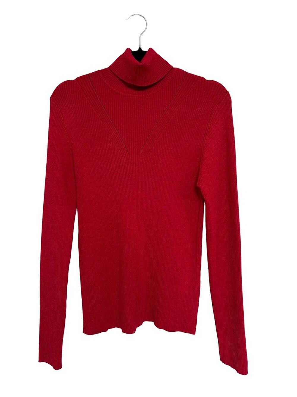 NEW Cato Ribbed Fitted Turtleneck Sweater in Red - Size L